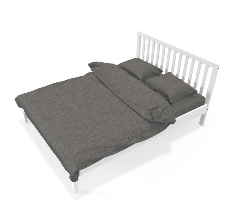 Lit 2 Places 140x190cm Blanc Parvi Inclus Sommier
