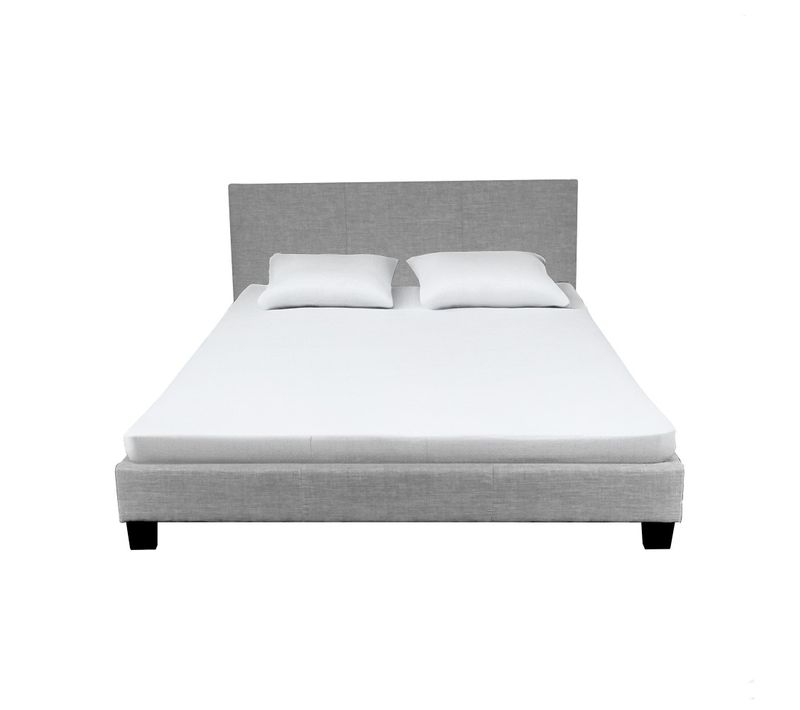 Lit 2 Places 160x200cm Tissu Gris Clair Avec Sommier Dusin