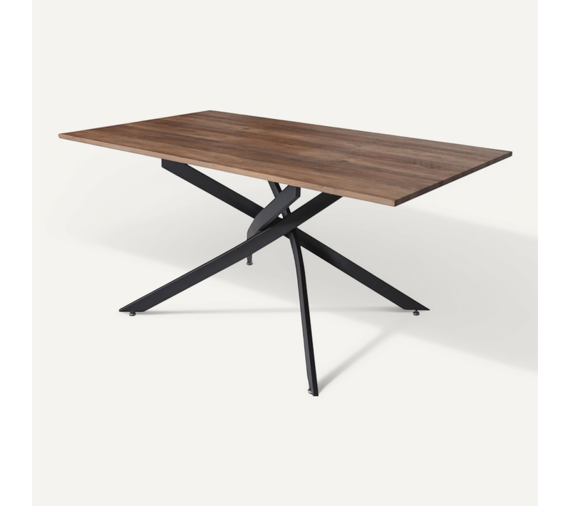Table À Manger 90x160cm Couleur Chêne Pied Métal