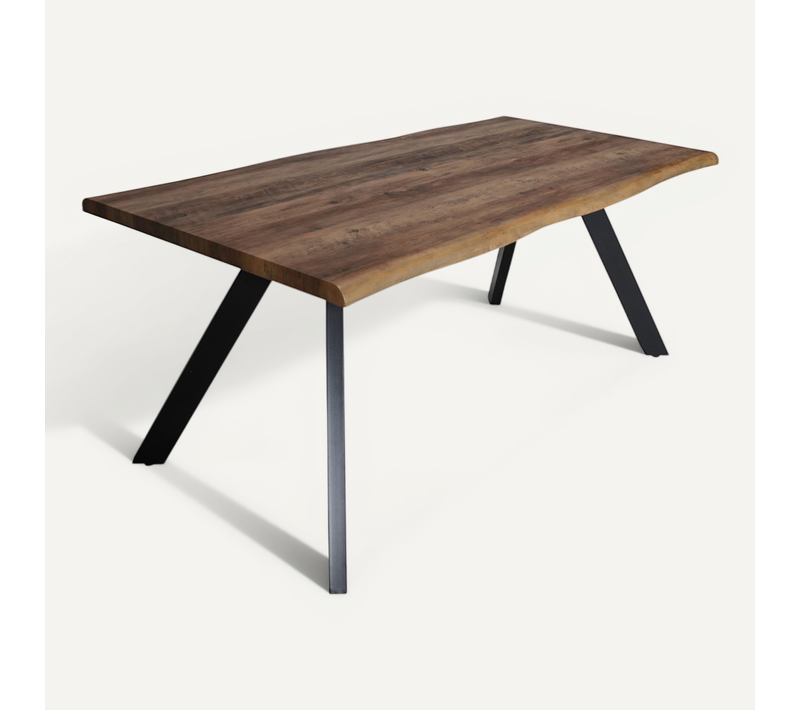 Table À Manger 90x180cm Couleur Chêne Pied Métal Heli
