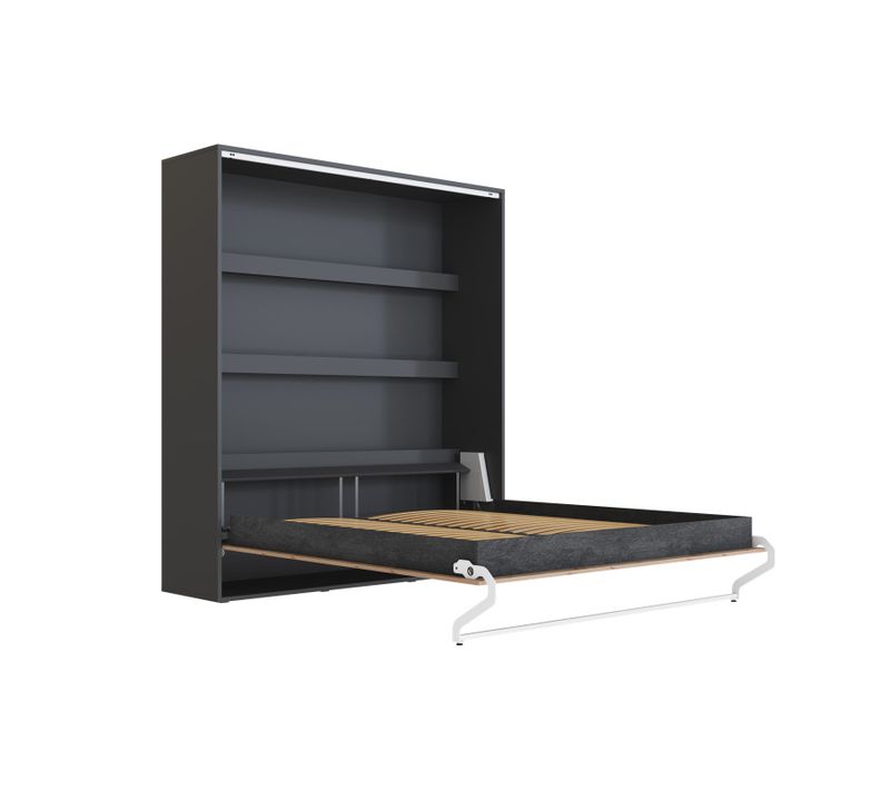 Lit Armoire 160x200cm Lit Escamotable M3 Lit Mural Anthracite-chene Sauvage