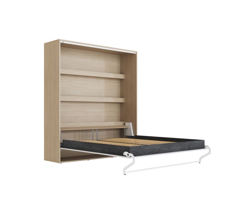 Lit Armoire 160x200cm Lit Escamotable M3 Lit Mural Chene Kaiserberg-blanc