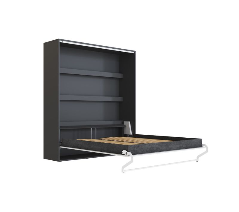 Lit Armoire 160x200cm Lit Escamotable M3 Lit Mural Anthracite-blanc