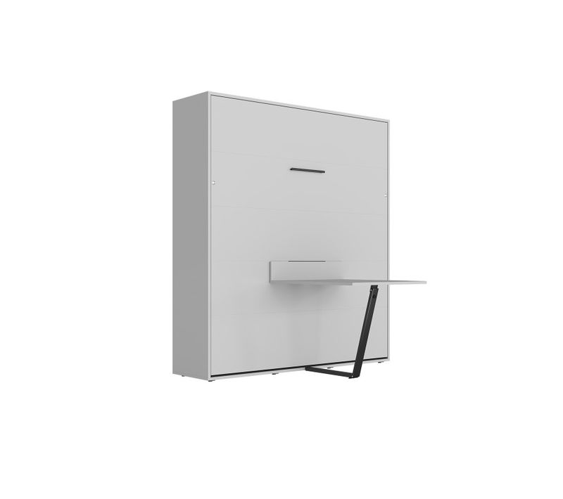 Lit Armoire 160x200cm Avec Table Lit Escamotable M3 Lit Mural Gris Perle