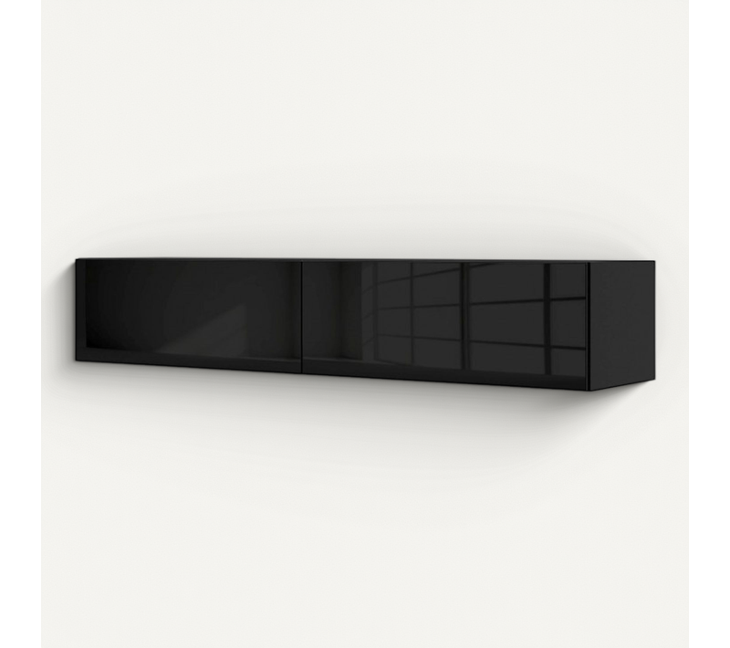 Meuble TV Mural Noir Brillant 160x40x30 Cm Bingo Meuble Hi-fi Buffet à Suspendre