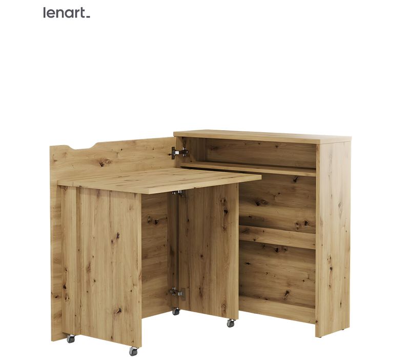 Lenart Bureau Extensible Avec Rangement 90cm Office Consus Slim Cw02l Chene Artisan Gauche