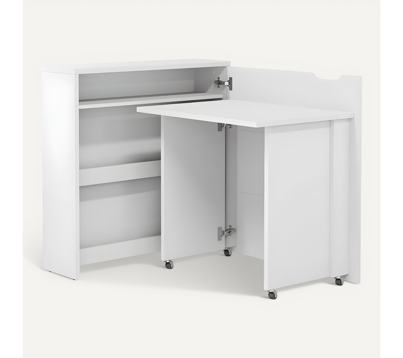 Lenart Bureau Extensible Avec Rangement 90cm Office Consus Slim Cw02p Blanc Mat Droit