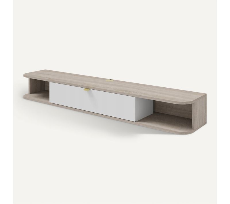 Buffet Meuble TV à Suspendre 156x20x29cm Ikari Sonoma/noir Mat Luxueux Commode