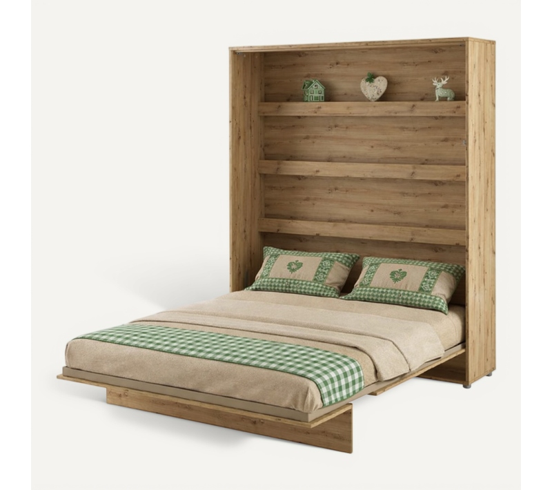Lenart Lit Escamotable Matelas Inclus Vertical 140x200cm Chêne Artisan Lit Rabattable"consus"