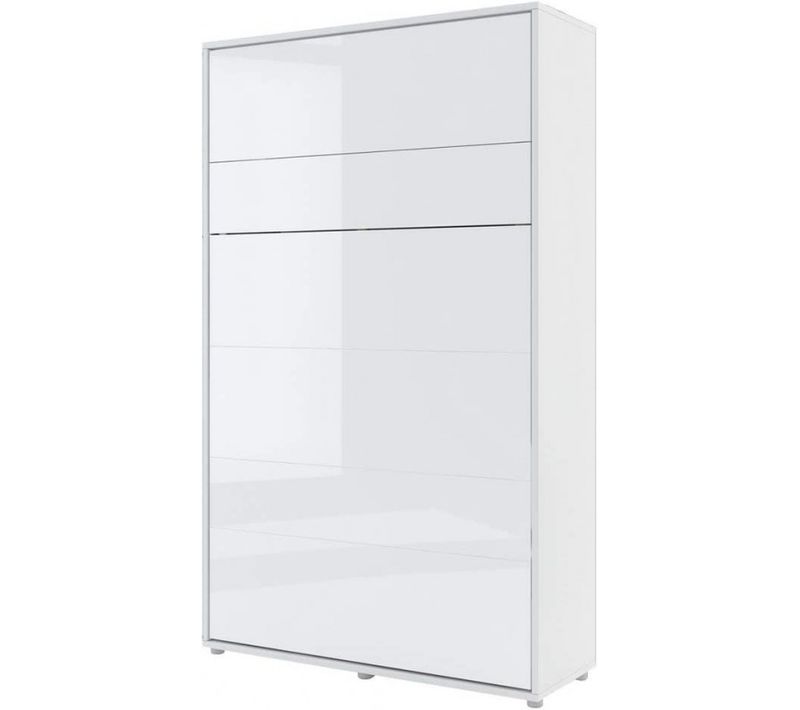 Lenart Lit Escamotable Matelas Inclus Vertical 120x200cm Blanc Brillant Lit Rabattable"consus"