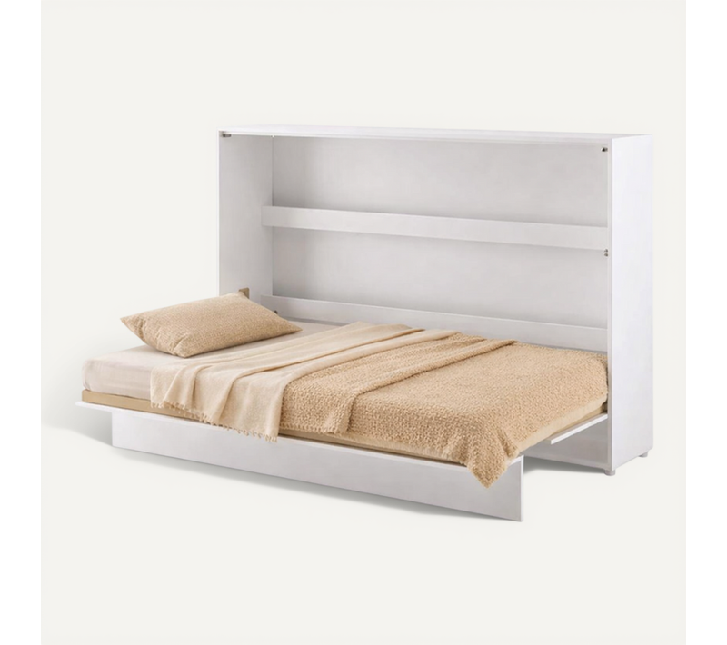 Lenart Lit Escamotable Matelas Inclus Horizontal 120x200cm Blanc Mat Lit Rabattable"consus"