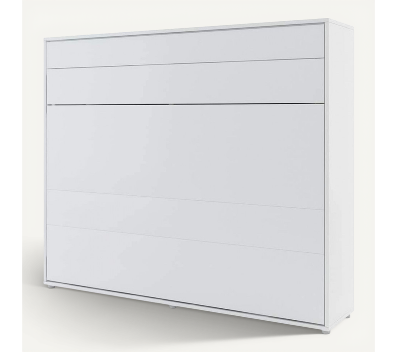 Lenart Lit Escamotable Matelas Inclus Horizontal 160x200cm Blanc Mat Lit Rabattable"consus"