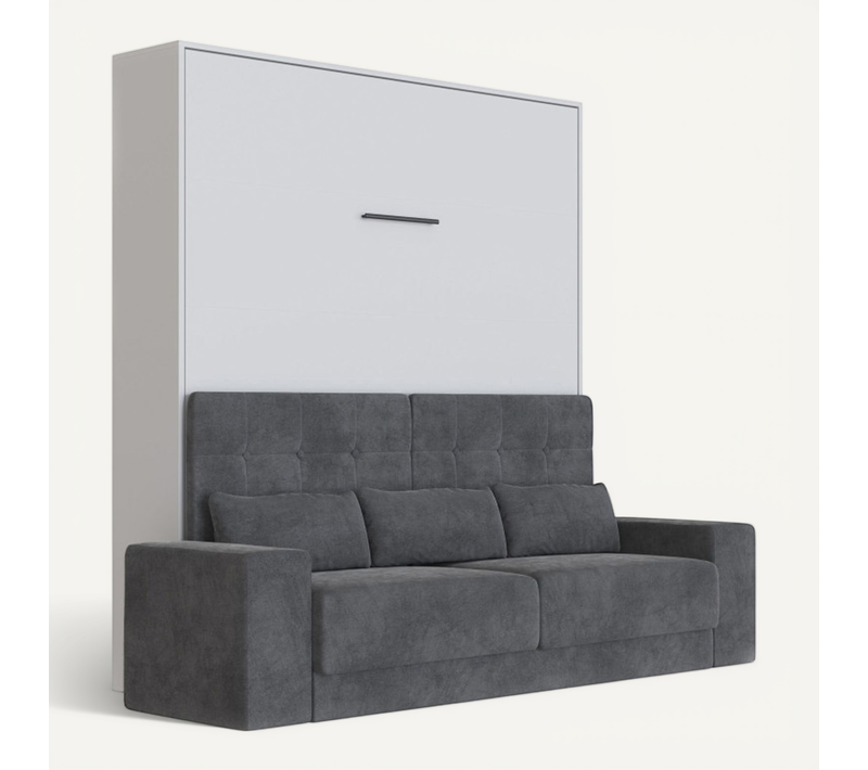 Lit Escamotable 180x200cm Vertical Canapé Anthracite Lit Mural Sup M1 Gris Perle