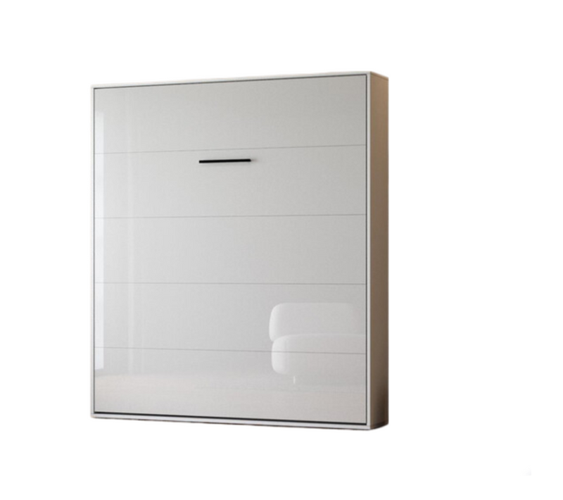 Lit Escamotable 180x200cm Vertical Lit Mural Sup M1 Avec Cadre Rembourré Blanc/blanc Brillant