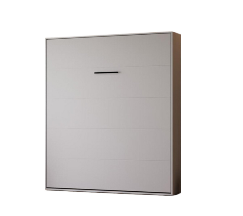 Lit Escamotable 180x200cm Vertical Lit Mural Sup M1 Cadre Rembourré Gris Perle