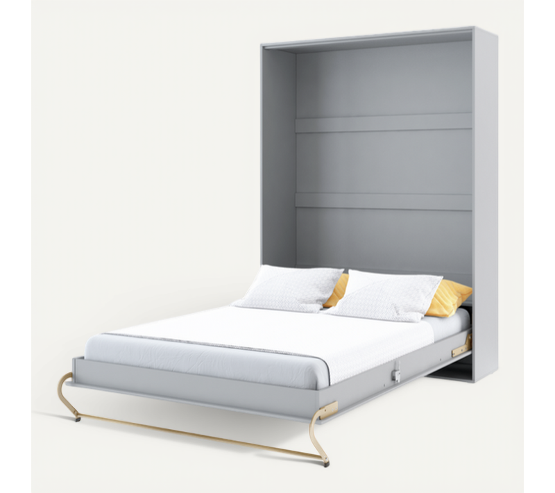 Lenart Armoire Lit Escamotable Vertical 120x200cm Gris Lit Rabattable Lit Mural Consus Pro