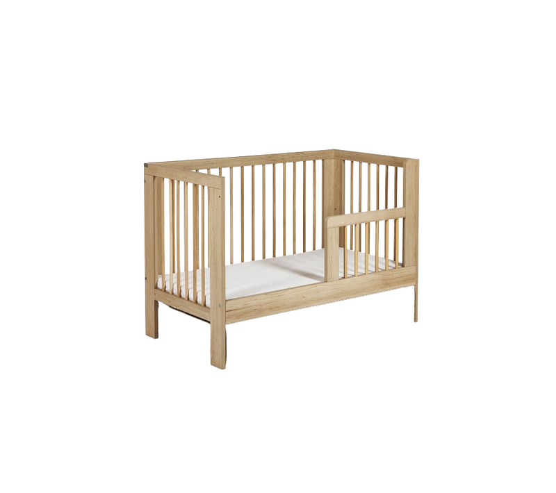 Lit Bébé 120x60cm Hêtre Olive Barreaux Amovible Et Barrière De Sécurité Inclus