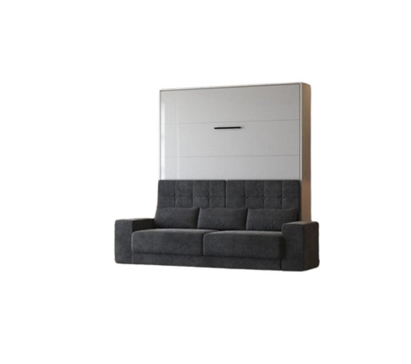 Lit Escamotable 160x200cm Vertical Canapé Anthracite Lit Mural Sup M1 Blanc/blanc Brillant