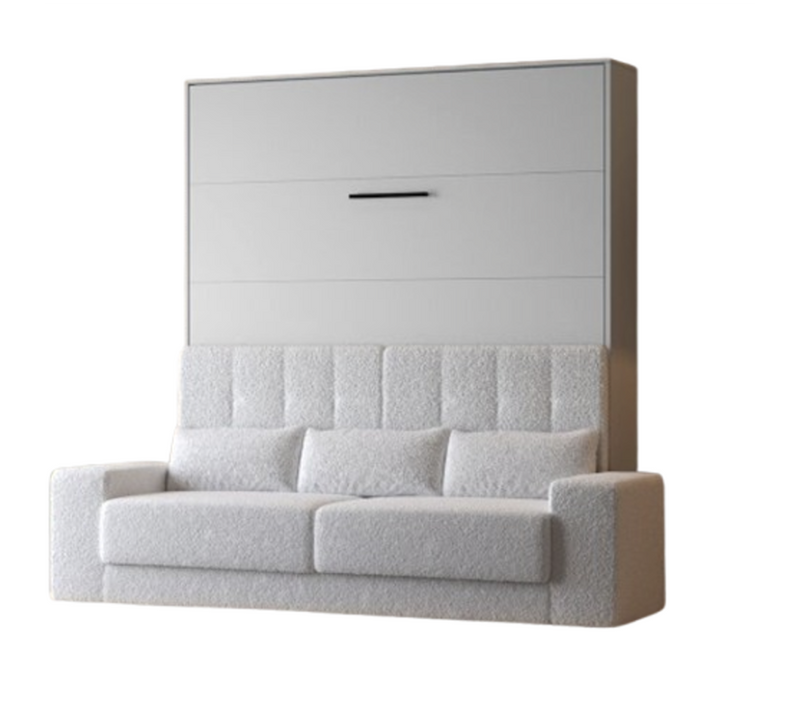 Lit Escamotable 160x200cm Vertical Canapé Blanc Lit Mural Sup M1 Blanc Mat