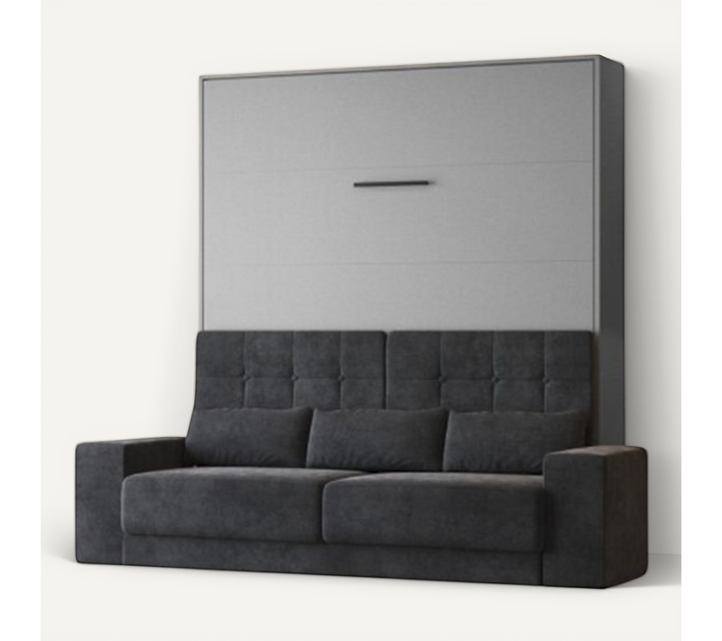 Lit Escamotable 160x200cm Vertical Canapé Anthracite Lit Mural Sup M1 Gris Perle