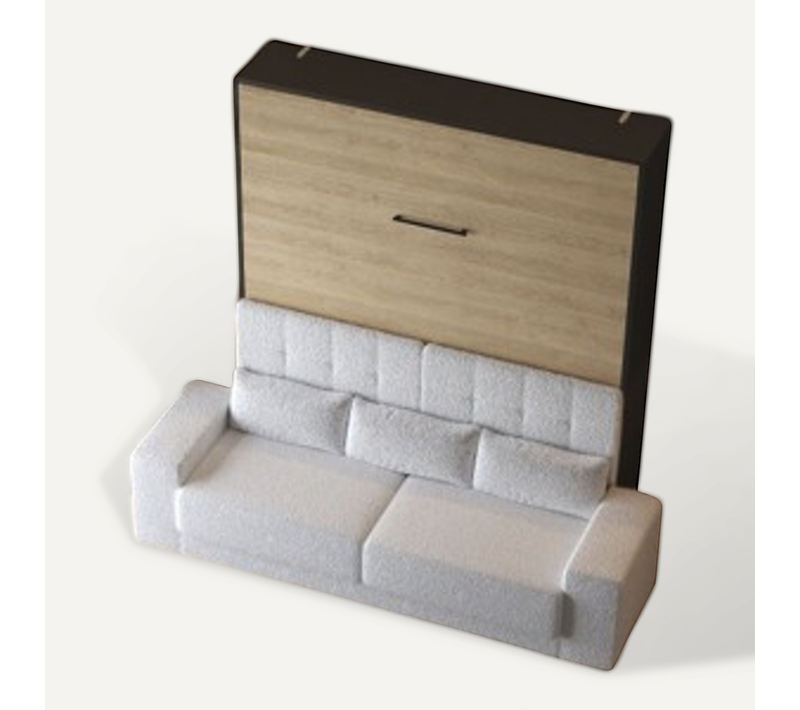 Lit Escamotable 160x200cm Vertical Canapé Blanc Lit Mural Sup M1 Anthracite/chêne Kaiserberg