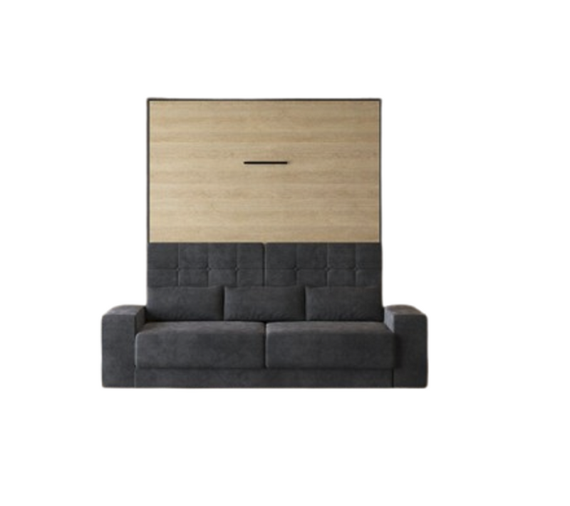 Lit Escamotable 160x200cm Vertical Canapé Anthracite Lit Mural Sup M1 Anthracite/chêne Kaiserberg