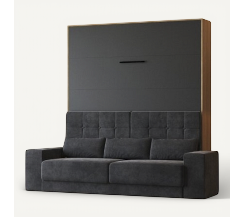 Lit Escamotable 160x200cm Vertical Canapé Anthracite Lit Mural Sup M1 Chêne Kaiserberg/anthracite
