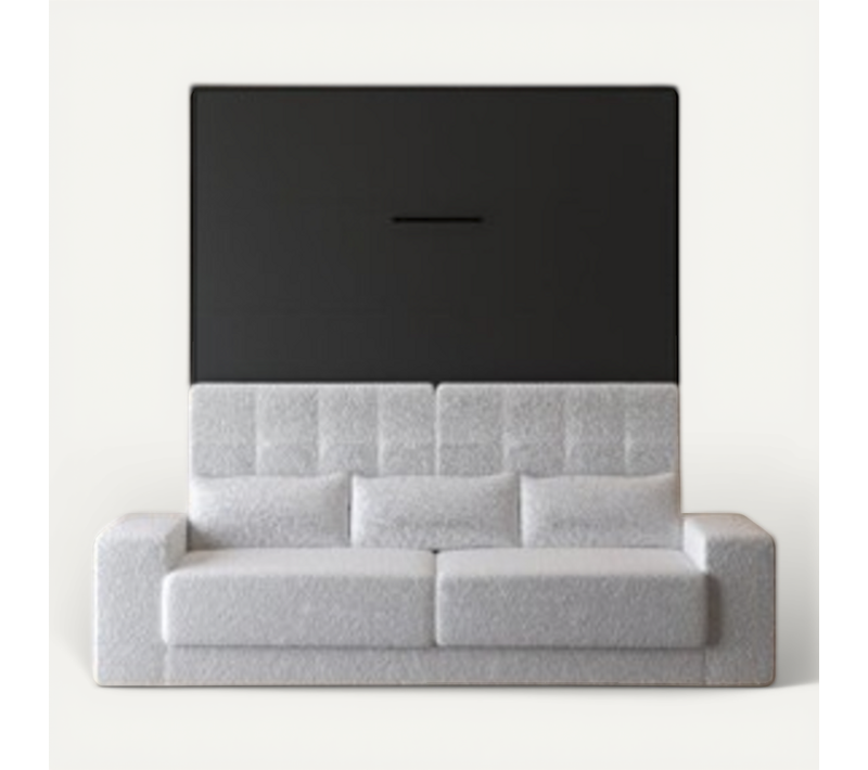 Lit Escamotable 160x200cm Vertical Canapé Blanc Lit Mural Sup M1 Anthracite