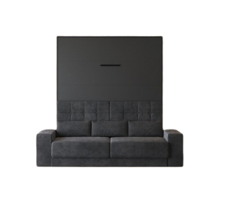 Lit Escamotable 160x200cm Vertical Canapé Anthracite Lit Mural Sup M1 Anthracite