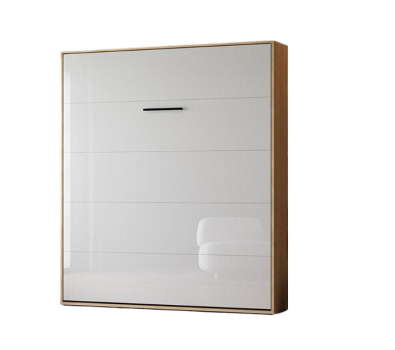 Lit Escamotable 160x200cm Vertikal M1 Lit Mural Chene Kaiserberg-blanc Brillant