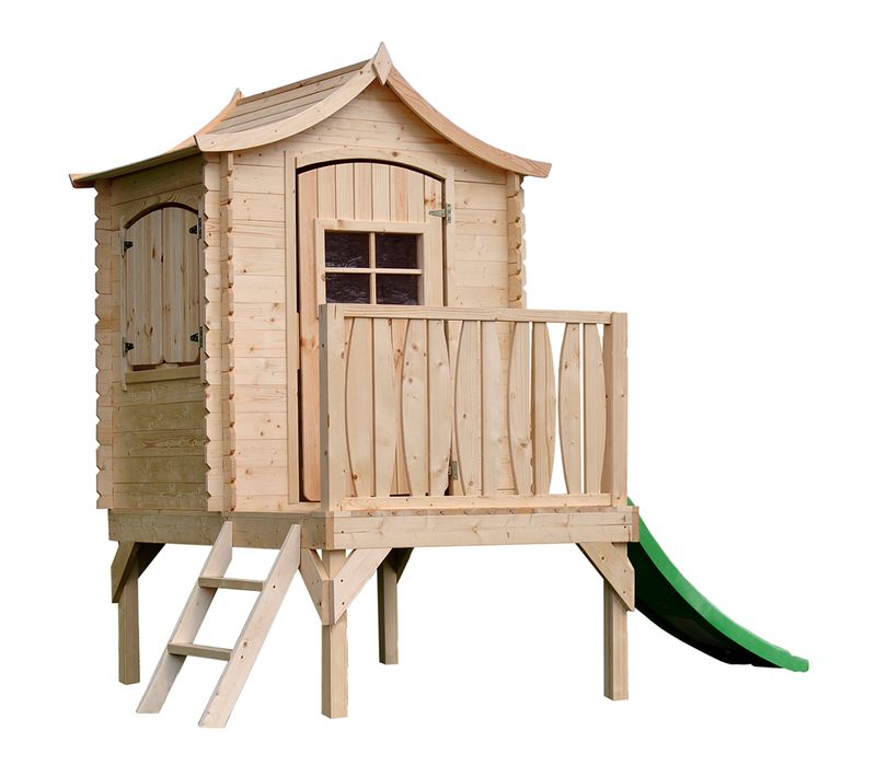 Maisonnette En Bois Avec Toboggan - M550A - 112x146xh212cm/1.1m2