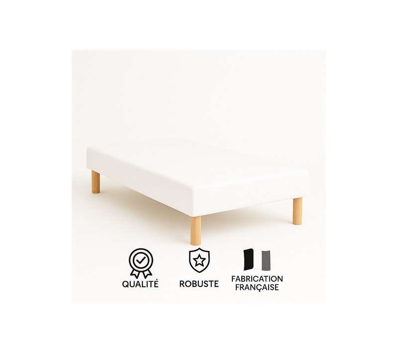 Sommier Tapissier Blanc 80x200 Cm Fabrication Française Artisanale Pieds s Hauteur Avec Pie