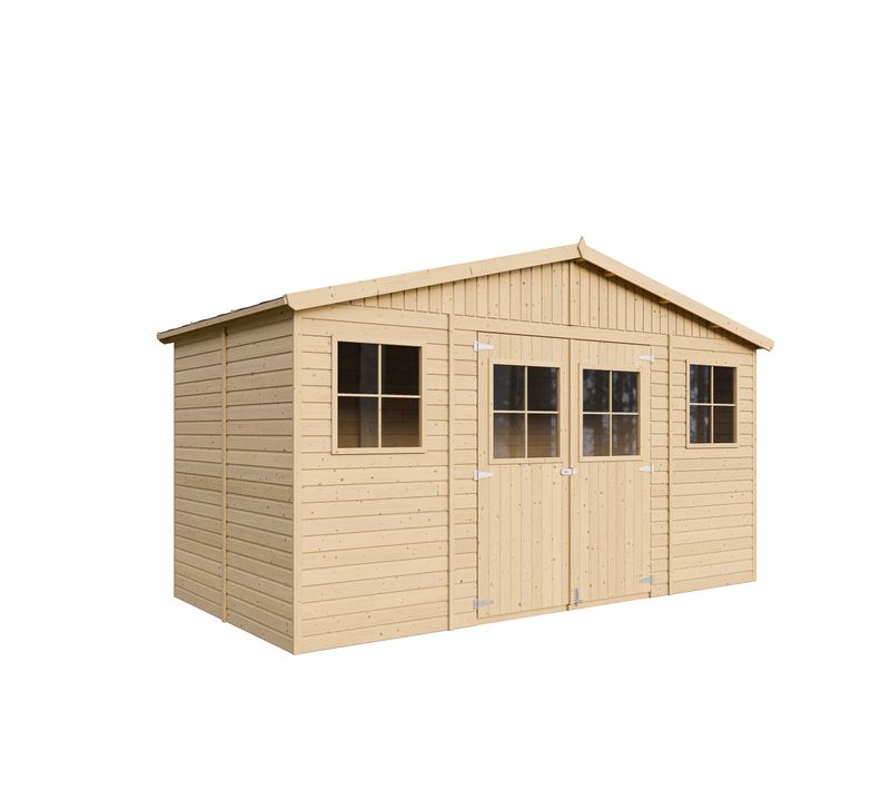 Abri De Jardin En Bois - M332+m332g - Plus Les Planchers Imprégné- H246x418x220 Cm/8 M²