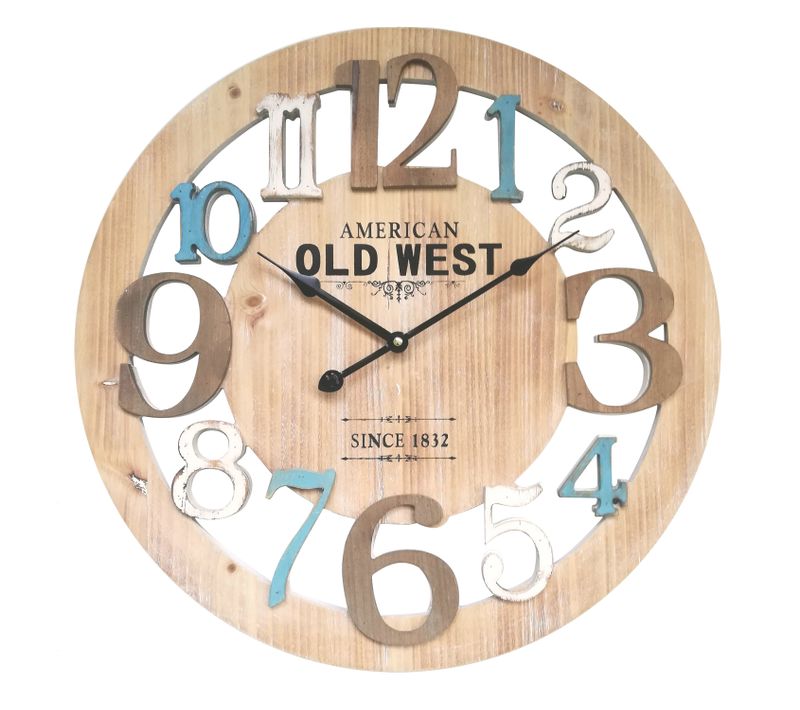 Horloge Murale Bois Bleu Blanc Design Urban 50x50x4,5