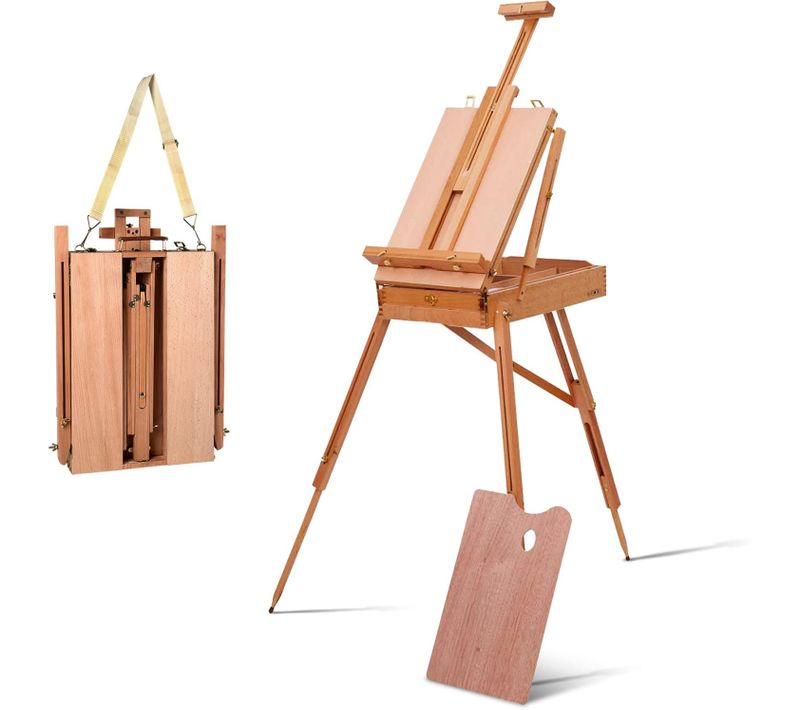 Chevalet De Peintre Sur Pied En Bois Pliable 183cm Avec Tiroir Et Plateau Support