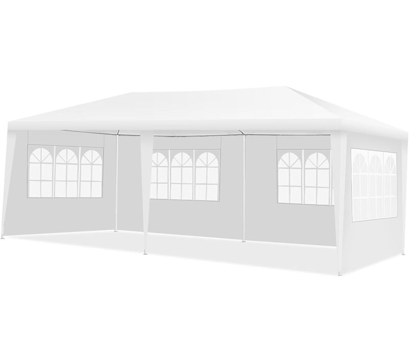 Tonnelle De Jardin/barnum 3x6m-18㎡ Tente De Réception Avec 4 Parois Amovibles Piquets De Terre