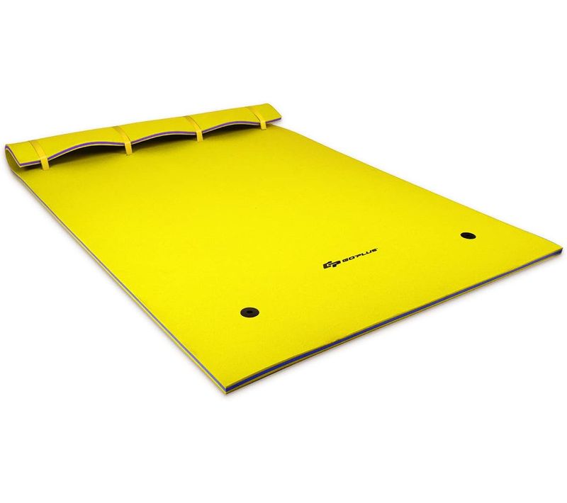 Tapis Flottant En Mousse Xpe 270x180cm 3 Couches Avec Attache Elastique De 3,5m Capacité 300kg Bleu