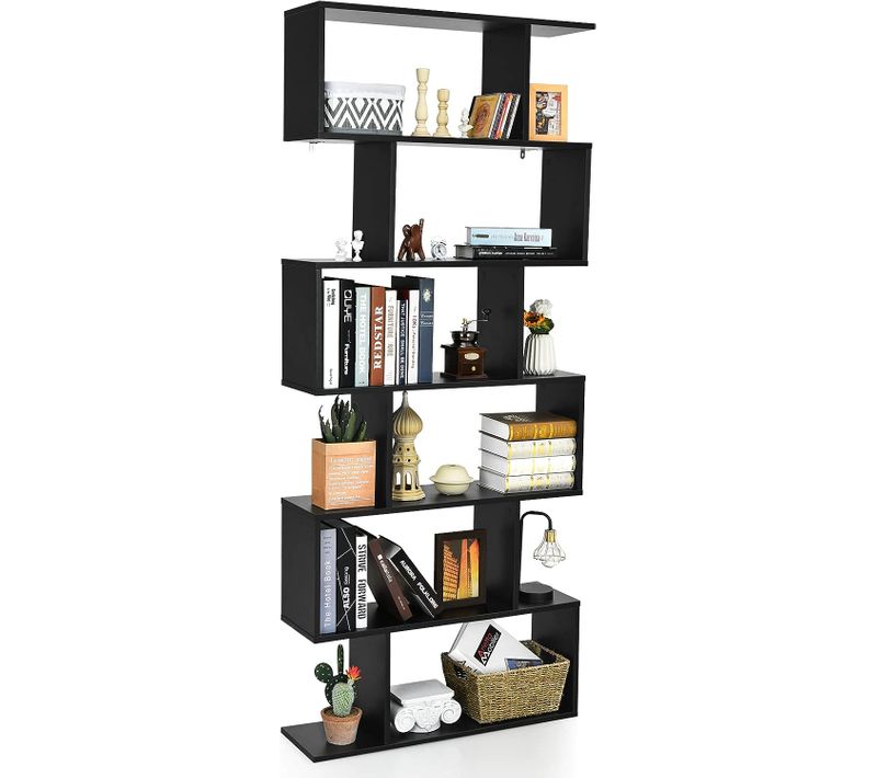 Bibliothèque/étagère De Rangement à 6 Niveaux-80x23x191 Cm De Style Industriel Noir