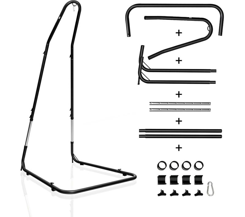 Support Pour Fauteuil Suspendu 195-235cm Avec Crochet De Sécurité Pieds Sans Hamac Noir