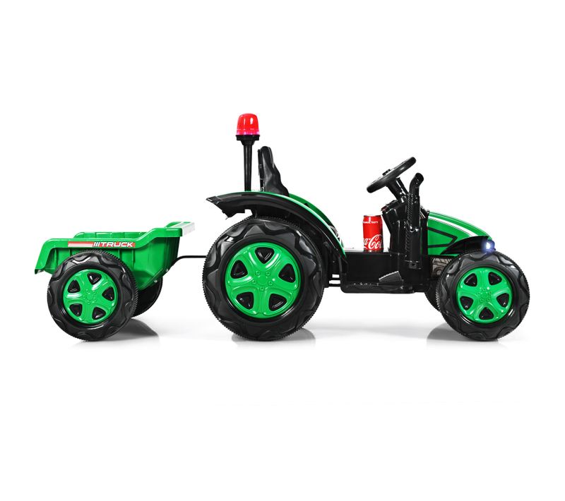 Tracteur Electrique Avec Télécommande 2.4g,12v 7ah, Vitesse : 3-8 Km/h , Vert