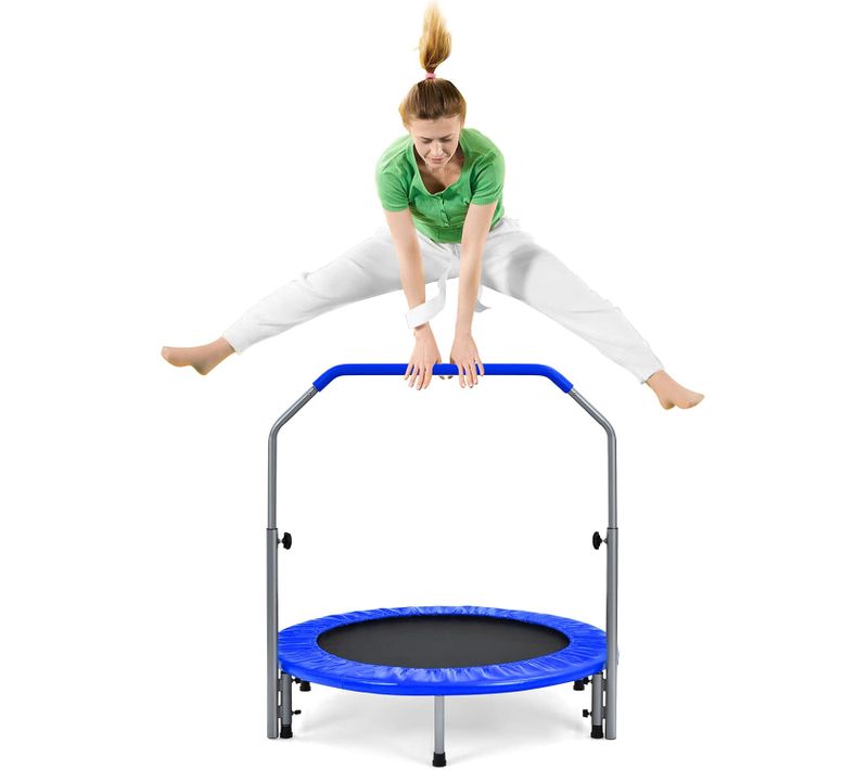 Trampoline De Pliable 101 Cm Avec Main Courante Hauteur Réglable Sur 4 Niveaux Charge150 Kg