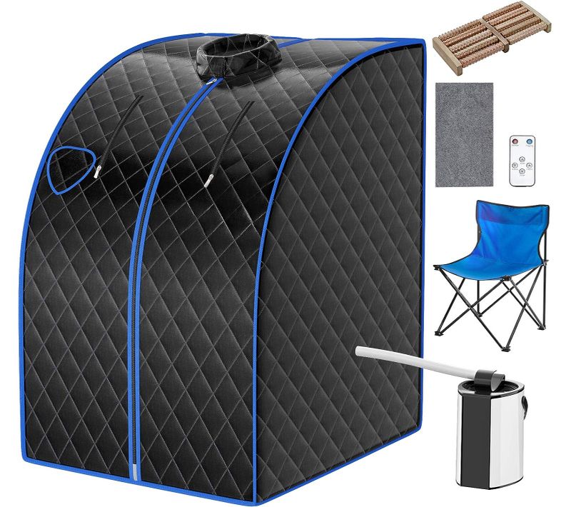Cabine De Sauna Maison Portable Capacité 3l Avec Télécommande Tabouret Noir