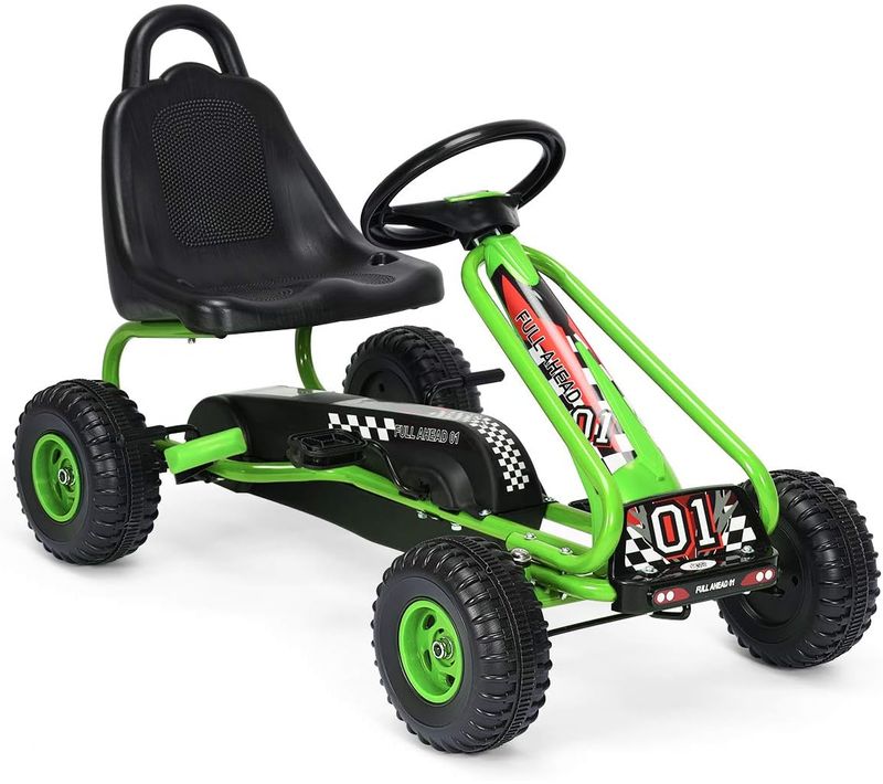 Kart à Pédales Vélo Et Véhicule Pour Enfants Siège Réglable Avec Frein à Main Vert