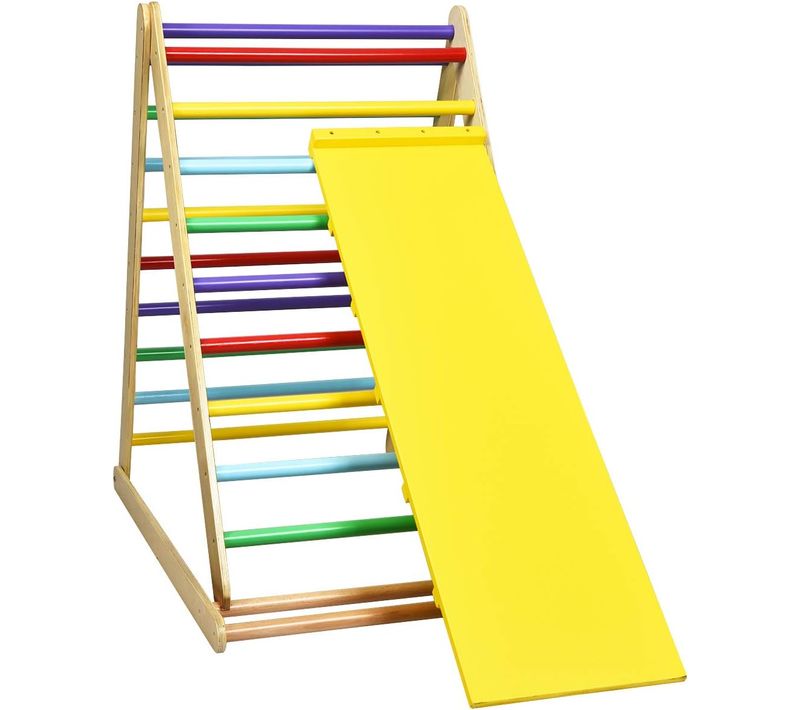 2 En 1 Échelle D’escalade Pour Enfants, Triangle Escalade En Bois Pliant De Haute Qualité