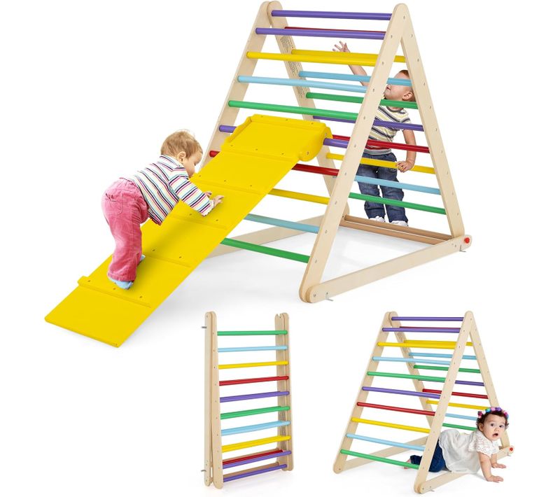 2 En 1 Échelle D’escalade Pour Enfants, Triangle Escalade En Bois Pliant De Haute Qualité