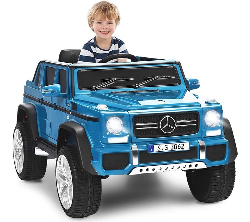 Mercedes Benz Voiture Électrique 12v Pour Enfants 3-8 Ans, Avec Télécommande 2.4g Bleu