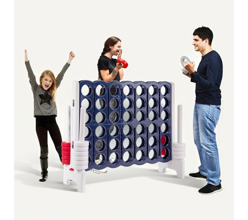 Jeux Puissance 4 Géant Enfants Avec 42 Jetons, Utilisation Intérieur Et Extérieur,bleu