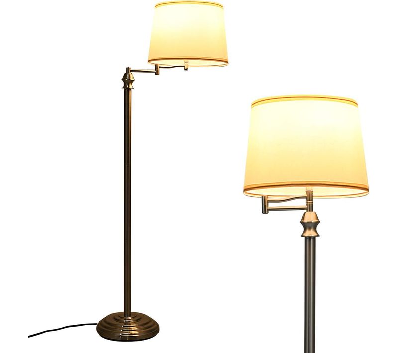 Lampadaire Sur Pied Salon, Lampadaire Avec Abat-jour En Tissu Pvc Max 40w, Ø 35,5 X H 152 Cm