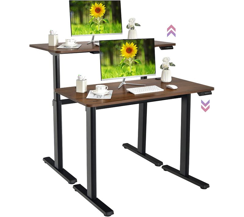 Bureau Assis-debout Électrique 120x60x(73-122) Cm Hauteur Réglable, Charge Max 80kg Bruit : ＜50 dB