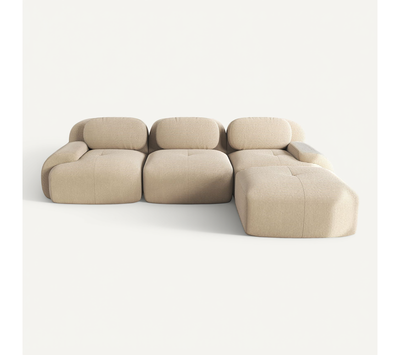 Canapé D'angle Modulaire 3 Places L298cm,velours Côtelé Beige,confort Hautement Élastique